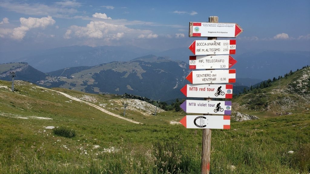 Part of the routes in Monte Baldo National Park